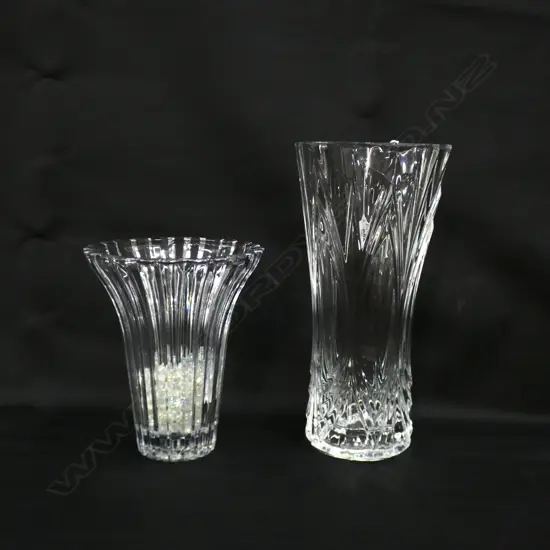 2 LARGE PRESSED GLASS VASES H.300mm