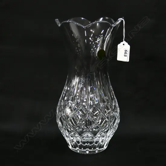 WATERFORD CRYSTAL VASE BALUSTER FORM ETCHED MARK H.255mm. ORGINAL BOX