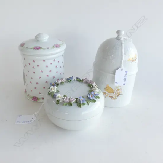 3 GERMAN PORCELAIN LIDDED POTS  - ROSENTHAL BJORN WIINBLAD (H165MM), ROYAL DUX  & ONE OTHER