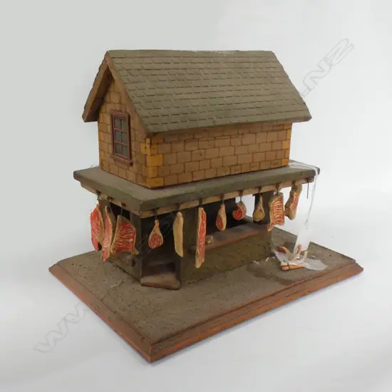 VINTAGE WOODEN MODEL - GERMAN BUTCHER SHOP H 270 L 285MM