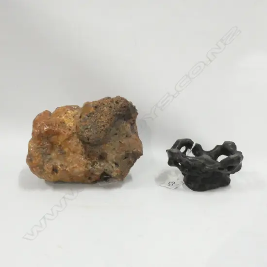 CHINESE SCHOLAR'S ROCK ON NATURAL WOOD STAND