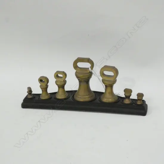 SET OF 7 IMPERIAL SALTER WEIGHTS ON STAND