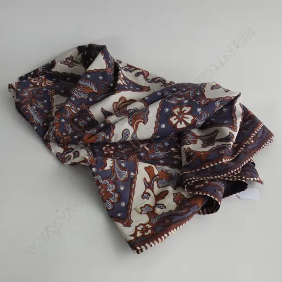 BLUE / BROWN BATIK SARONG FABRIC EX. VALERIE CARSON TEXTILE CURATOR 1040x1950mm