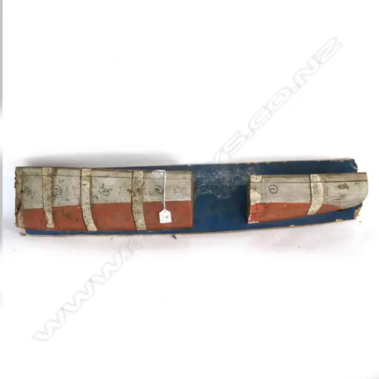 HALF TIMBERED BUILDER'S MODEL OF c.1900 STEAMER (2 SECTIONS MISSING) L.800mm