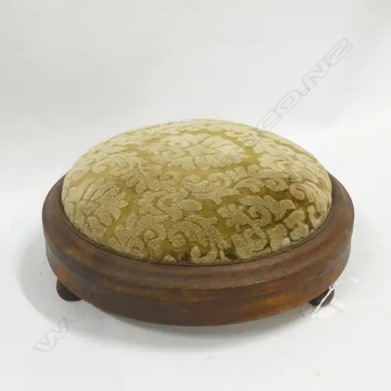 WOODEN FOOT STOOL WITH FLOCKED CUSHION DIA 260MM