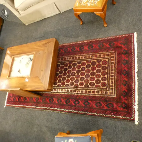 HAND KNOTTED WOOL PILE RUG 2000x1050mm