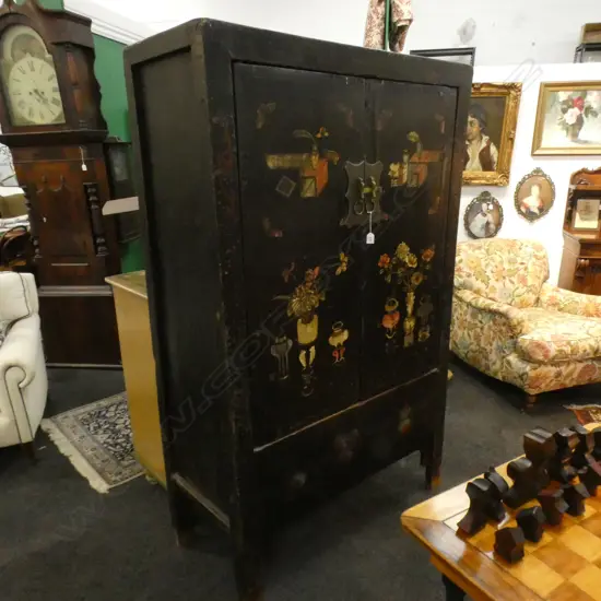 CHINESE PAINTED CABINET 1100 X 460 X 1760mm