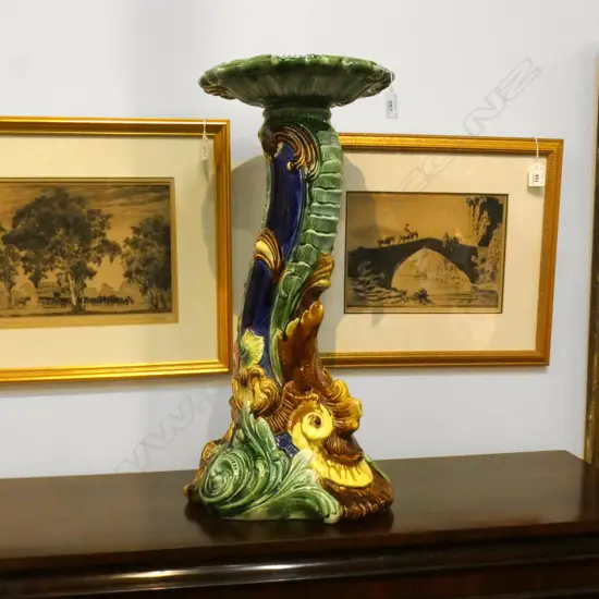 MAJOLICA STYLE POT STAND H 565MM