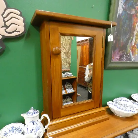 SOLID WOOD BATHROOM CABINET WITH MIRROR L 450 H 600MM