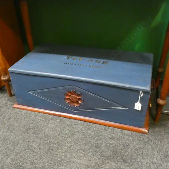 WOODEN TOY BOX w. TRI-ANG STENCIL 650x350mm