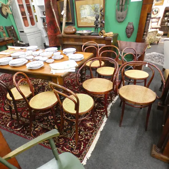 SIX BENTWOOD CHAIRS AND TWO CARVERS