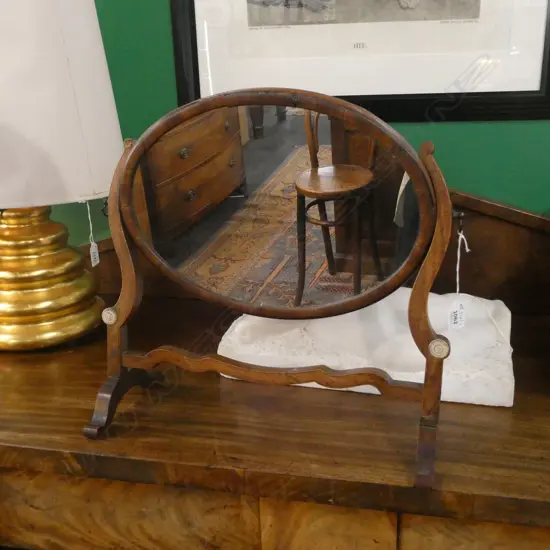 ANTIQUE OVAL TABLE TOP MIRROR W.440mm