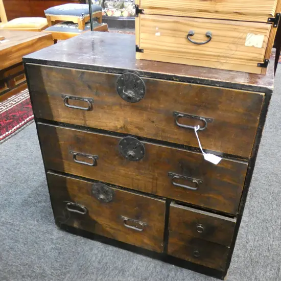 OLD JAPANESE COLLECTOR'S/SMALL TANSU CHEST 5 DRAWER 575 x 335 X 580mm 