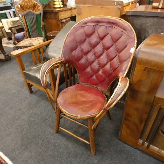 PASCAL VANNERIE BURGANDY LEATHER  CHAIR, H.100mm A/F