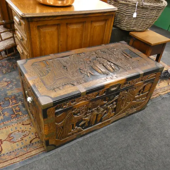 CAMPHER CHEST WITH BRASS STRAPPING 1030x510x490mm