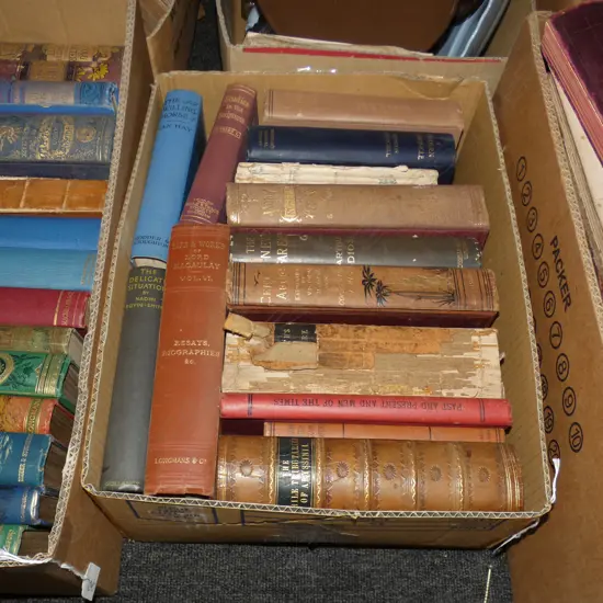 BOX LOT ANTIQUE BOOKS EX. HIGHWIC HOUSE