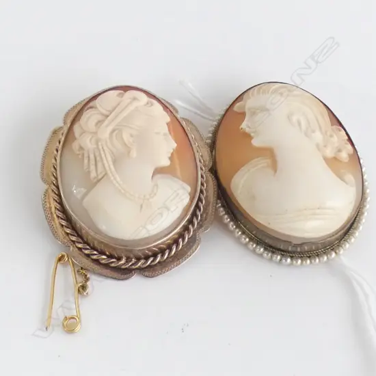 2  CAMEOS  SILVER G/P?  ONE  WITH HAIR LINE CRACK