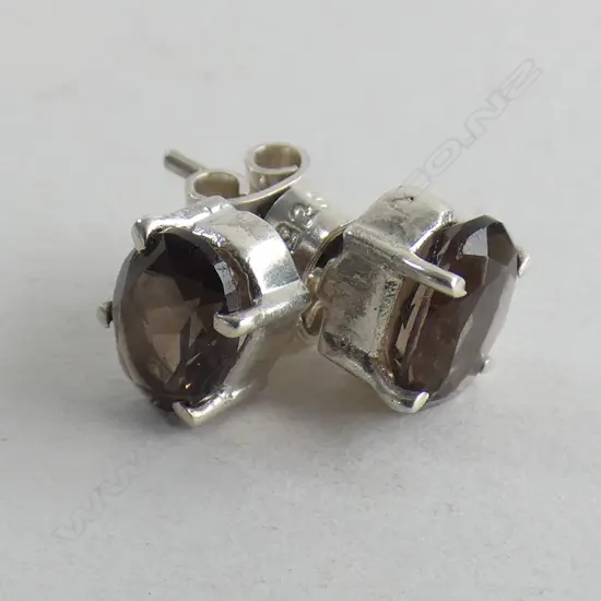 PR STG & SMOKEY TOPAZ STUD EARRINGS