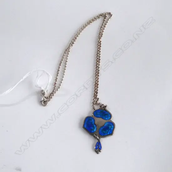 SILVER & ENAMEL ARTS & CRAFTS PENDANT BIRMINGHAM 1909