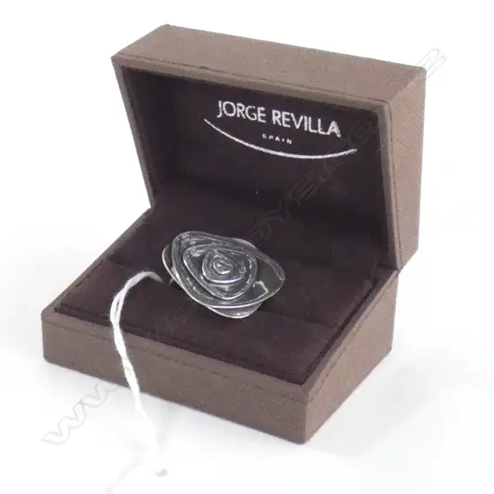JORGE REVILLA (SPAIN) 925 SILVER LG GEOMETRIC FLOWER SHAPE RING  - WITH ORIGINAL BOX