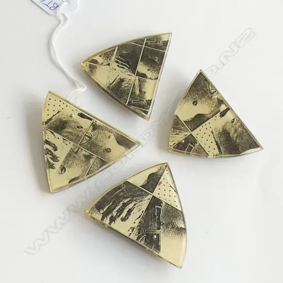 (P) 4 CONTEMPORARY SILVER AND RESIN BROOCHES BY JEWELLER KIM BRICE