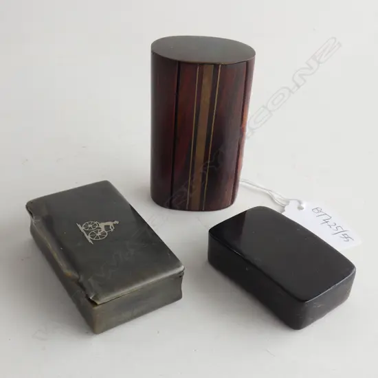 3 ANTIQUE SNUFF BOXES, 1 w. GOLD INLAY 