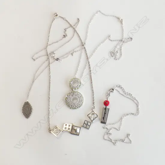 4 SILVER PENDANT & CHAIN NECKLACES VARIOUS DESIGNS