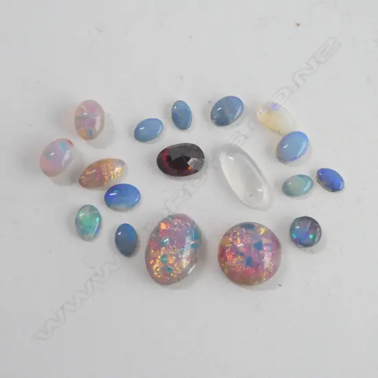BAG OF GEMSTONES OPALS. OPAL TYPES. MOONSTONES ETC