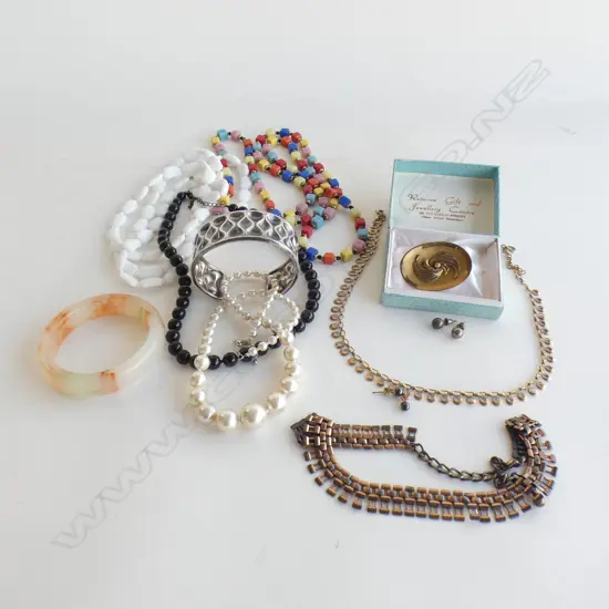 ASST COSTUME JEWELLERY; NECKLACES; EARRINGS & STG CUFF BRACELET MADE IN NORWAY