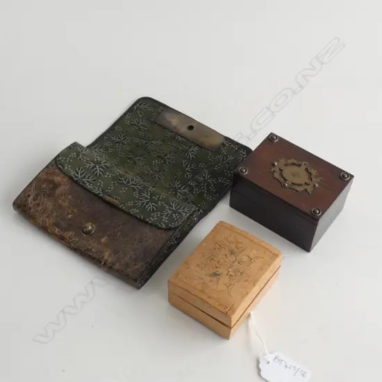 SNAKESKIN WALLET & 2 SMALL TREEN BOXES