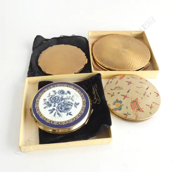 4 VINTAGE MAKE UP COMPACTS; LG KIGU (DIA 95MM) W BOX, 2 STRATTON + ONE OTHER ...