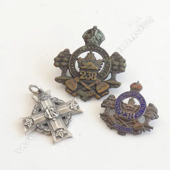 2 x WWI CANADIAN FORESTRY BATTALION 238 & CANADIAN SILVER MEMORIAL CROSS