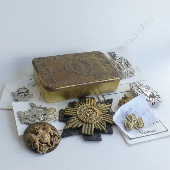 PRINCESS MARY CHRISTMAS TIN & MILITARY BADGES