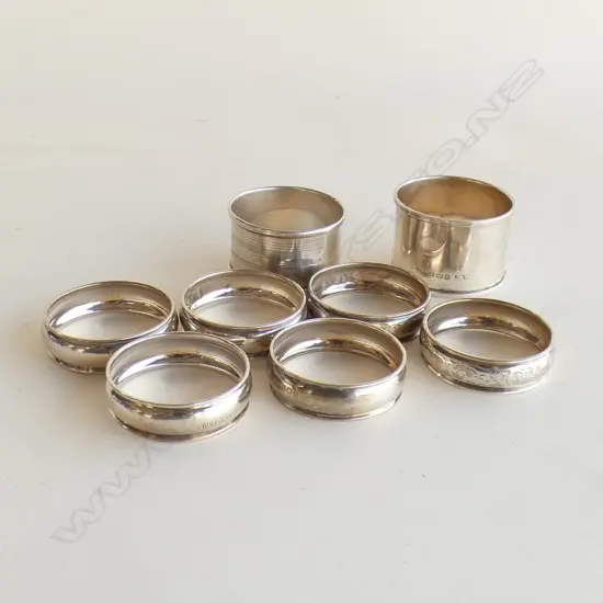 8 (6+2) SILVER NAPKIN RINGS 54gms