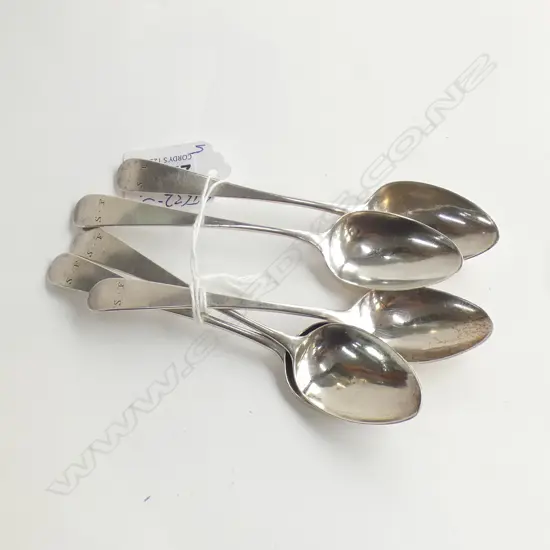 SET 5 GEORGE III SILVER TEASPOONS LONDON 1811 66gms