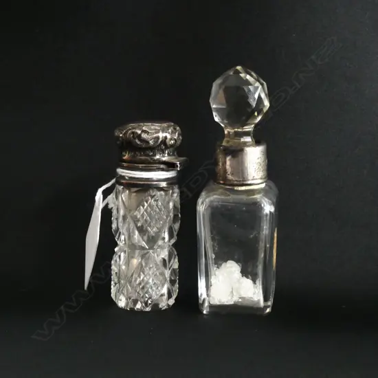 2 EARLY 20thC SILVER TOPPED SCENT BOTTLES 