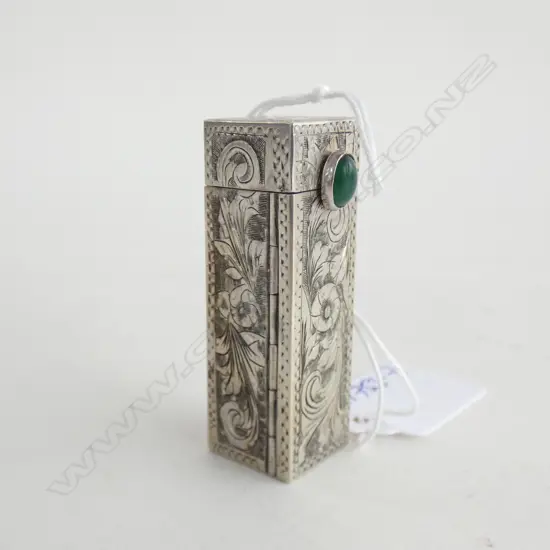 ITALIAN .800 SILVER ENGRAVED LIPSTICK HOLDER SLIDING & FOLDING...