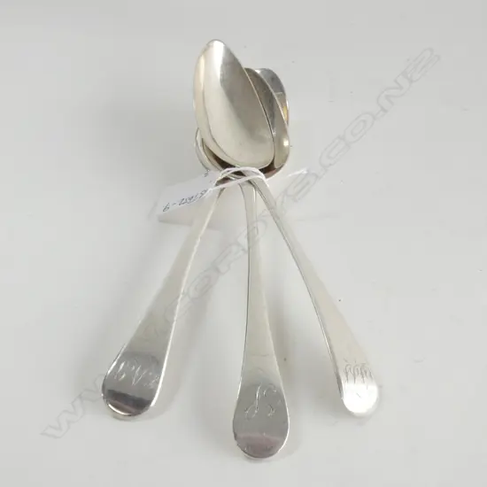 3 GEO.III SILVER TABLE SPOONS OLD ENGLISH 182gm,L.1797.