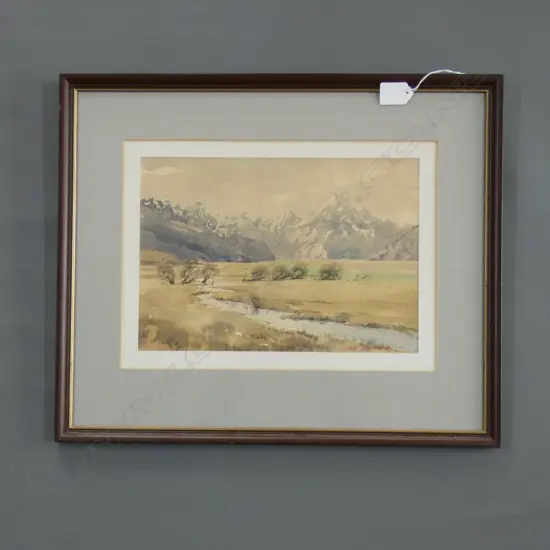 WATERCOLOUR 'MOUNT COOK TASMAN VALLEY' BY ASTON GREATHEAD C1986  310 X 210MM