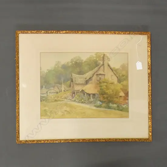 C.H. HOWARTH WATER COLOUR - ENGLISH THATCHED COTTAGES 300 X 390mm
