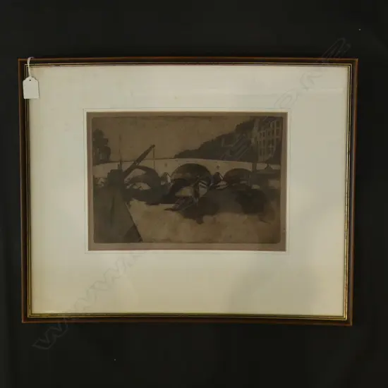 EDGAR ROWLEY SMART (BRITISH 1887-1934) 'BRIDGES ON THE SEINE PARIS' ETCHING 230x330mm