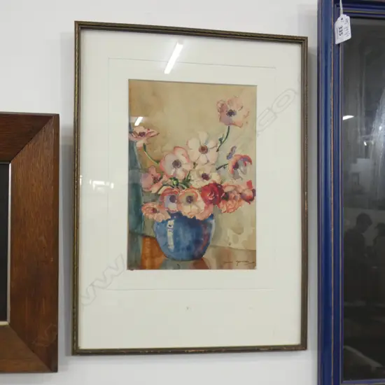 1920S W/COLOUR BY KATHLEEN SALMOND. FLORAL STILL LIFE "TO SYLVIA WITH MY LOVE" 240X165MM