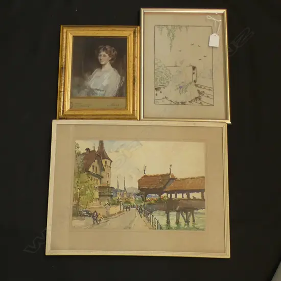 2 PRINTS & 1930s SMALL EMBROIDERY