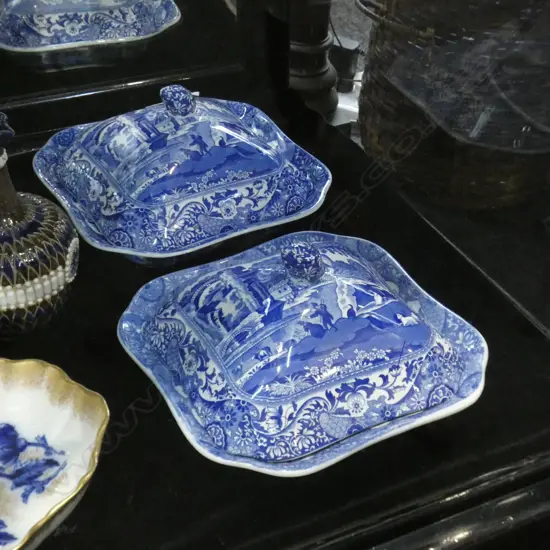 PR ANTIQUE SPODES 'ITALAN' SQUARE LIDDED TUREENS 230mm sq
