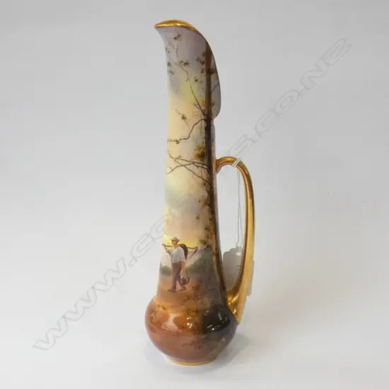 ROYAL DOULTON TALL EWER HANDPAINTED AND SIGNED BY H. ALLEN 240MM  AF TO HANDLE