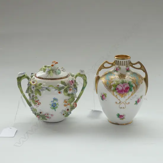 DOULTON VASE & ROCKINGHAM LIDDED JAR H.100mm