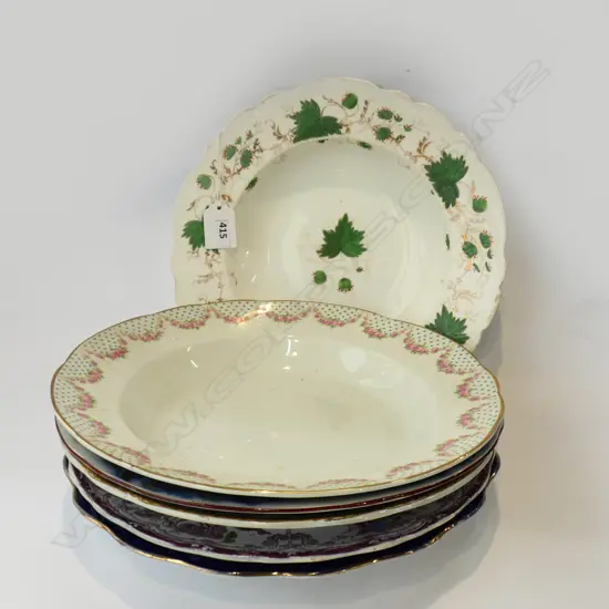 6 VICTORIAN SOUP BOWLS 270mm dia