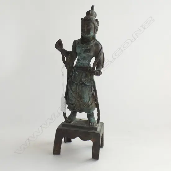 CAST BRONZE STATUE, STANDING KUAN YIN