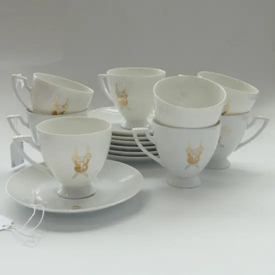 1990 COMMONWEALTH GAMES CUPS & SAUCERS; 8 CUPS & 7 SAUCERS