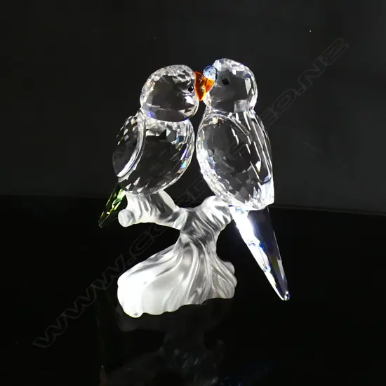 SWAROVSKI CRYSTAL PR LOVEBIRDS ON BRANCH H80MM IN ORIGINAL BOX W SLEEVE 